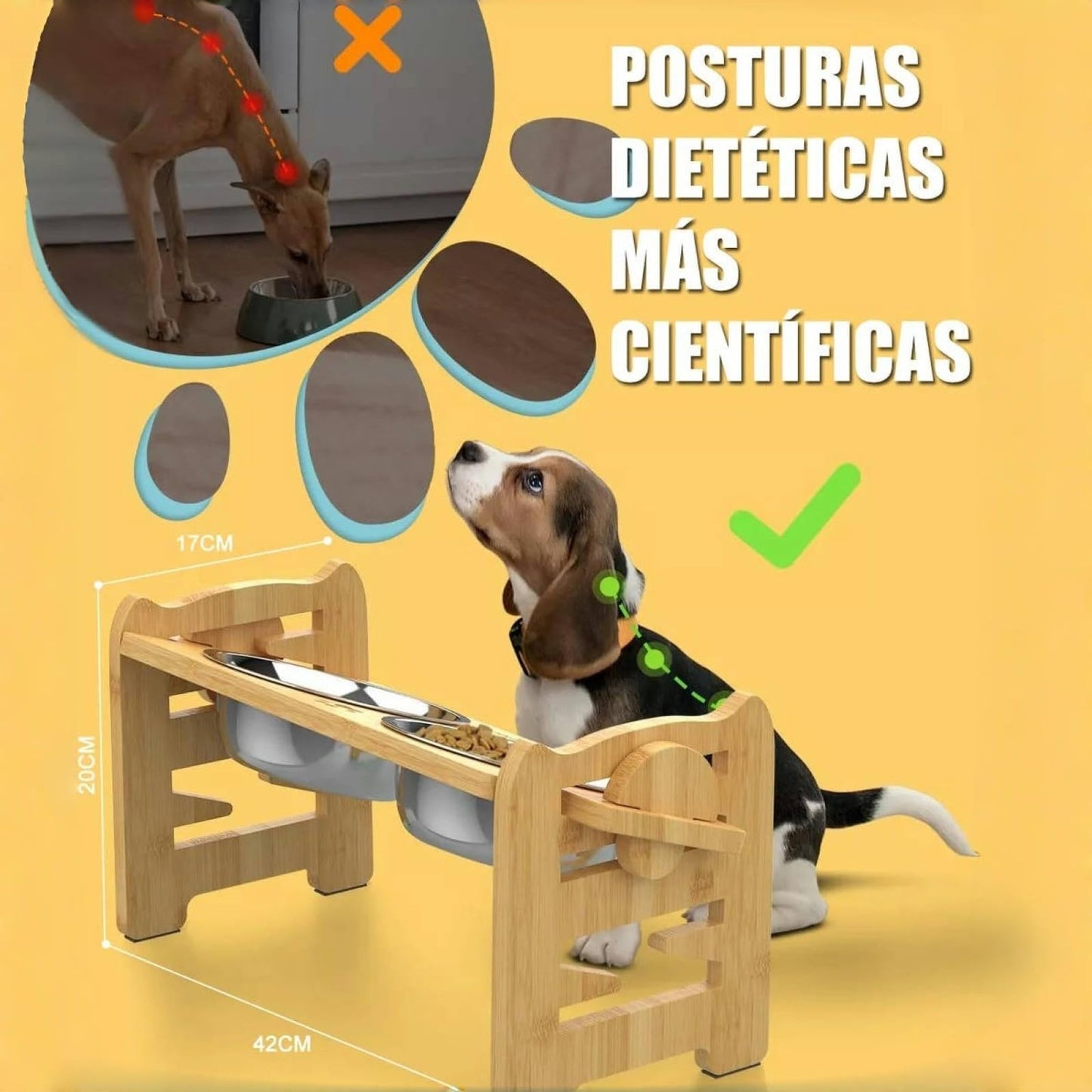COMEDERO Y BEBEDERO ELEVADO PARA PERROS Y GATOS.