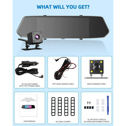 CÁMARA ESPEJO DE AUTO, HD 1080P.