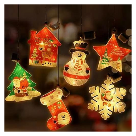 PAQUETE DE 6 LUCES NAVIDEÑAS DECORATIVAS.