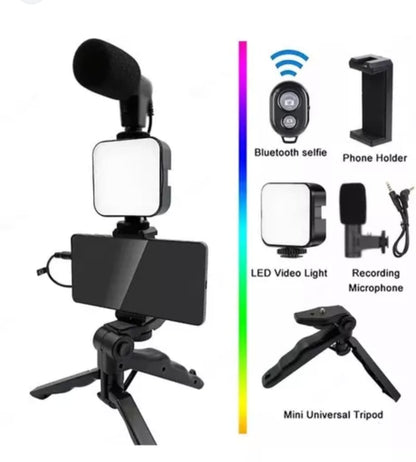 TRIPODE PARA CELULAR CON LUZ Y MICROFONO.