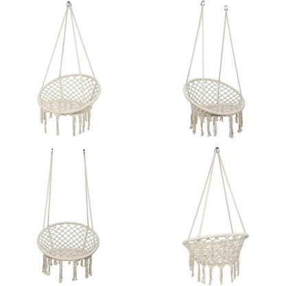 SILLA HAMACA DE MACRAMÉ RESISTENTE.