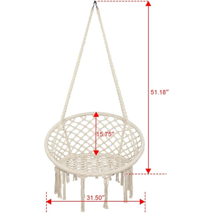 SILLA HAMACA DE MACRAMÉ RESISTENTE.