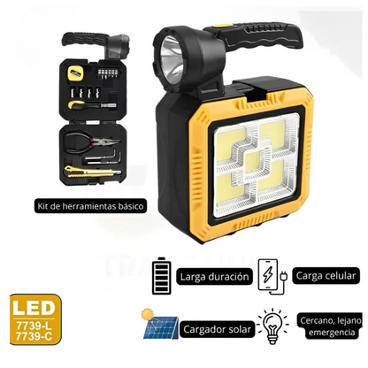 KIT DE HERRAMIENTAS CON LAMPARA SOLAR LED/ 16 PIEZAS.