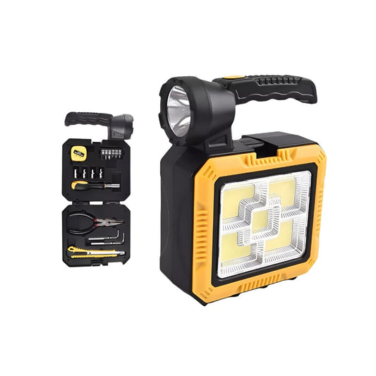 KIT DE HERRAMIENTAS CON LAMPARA SOLAR LED/ 16 PIEZAS.