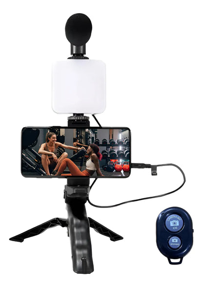 TRIPODE PARA CELULAR CON LUZ Y MICROFONO.